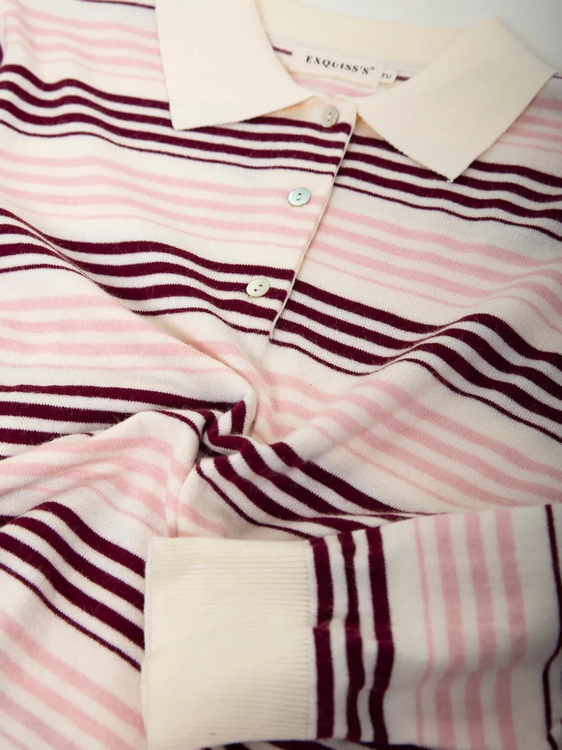 Polo de malha às riscas mistura viscose