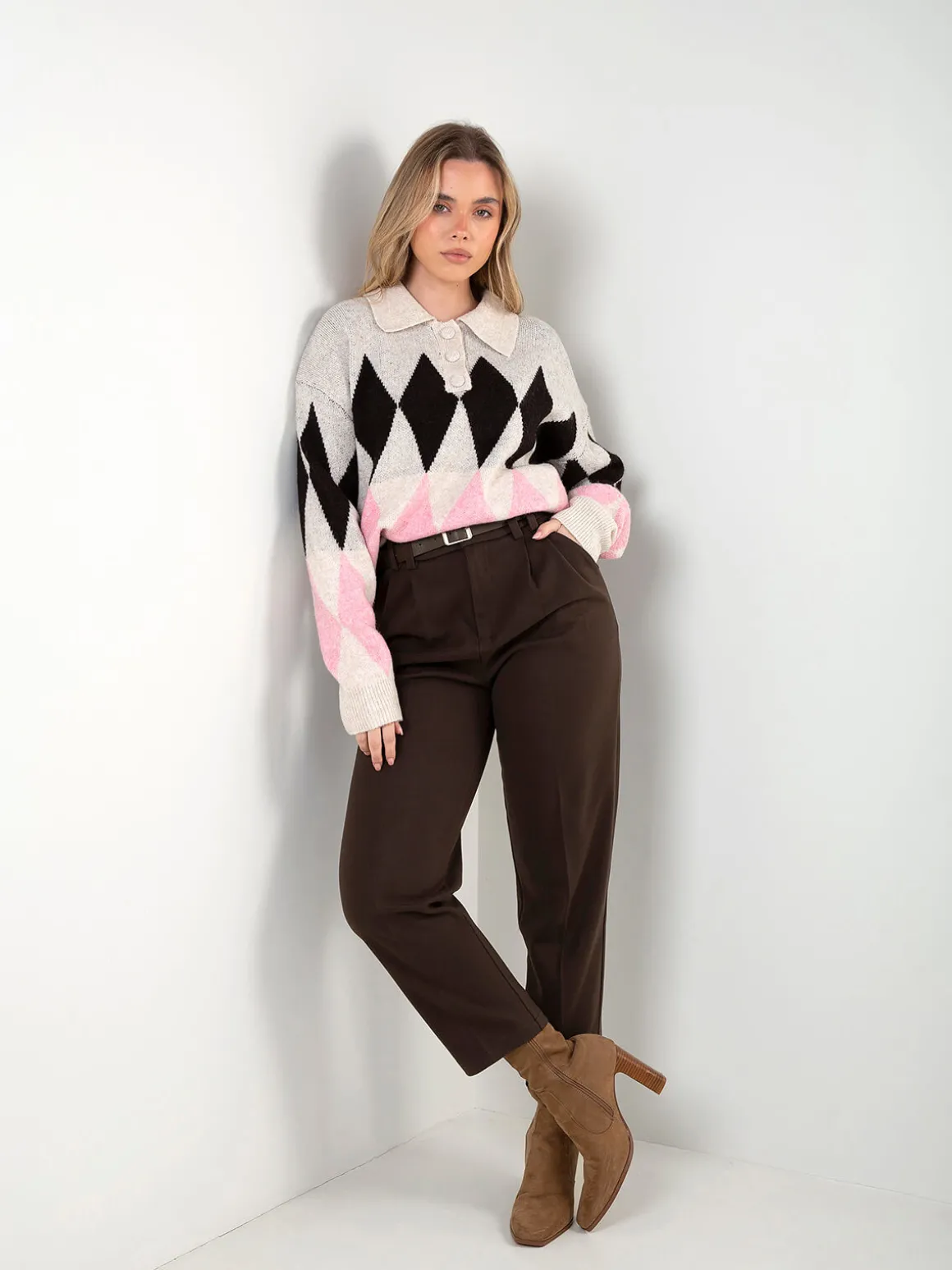 Polo malha com losangos