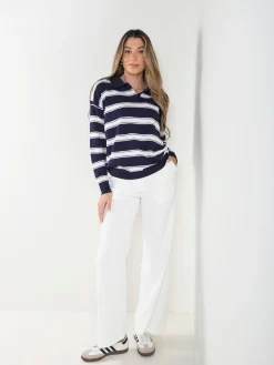 Polo malha às riscas