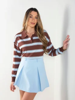 Polo malha às riscas