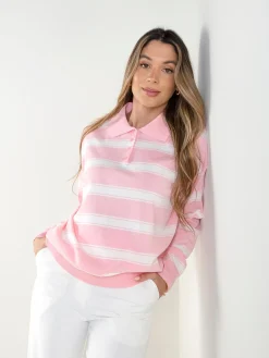 Polo malha às riscas