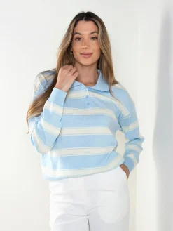 Polo malha às riscas