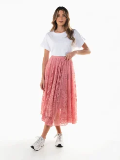 Saia midi de renda