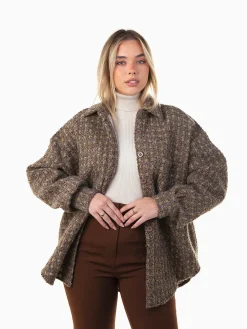 Sobrecamisa castanha mesclada