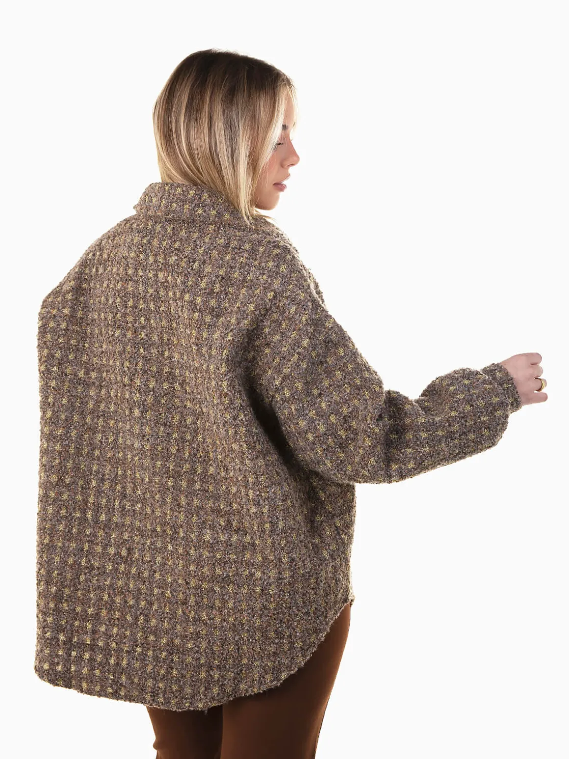 Sobrecamisa castanha mesclada