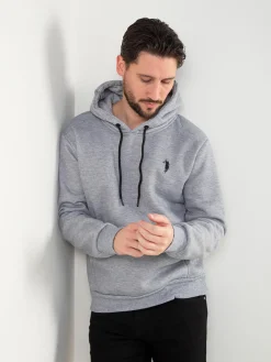 Sweatshirt capuz cardada com bordado