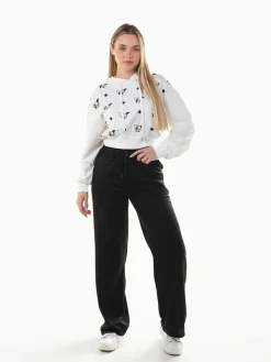 Sweatshirt capuz curta com estampado