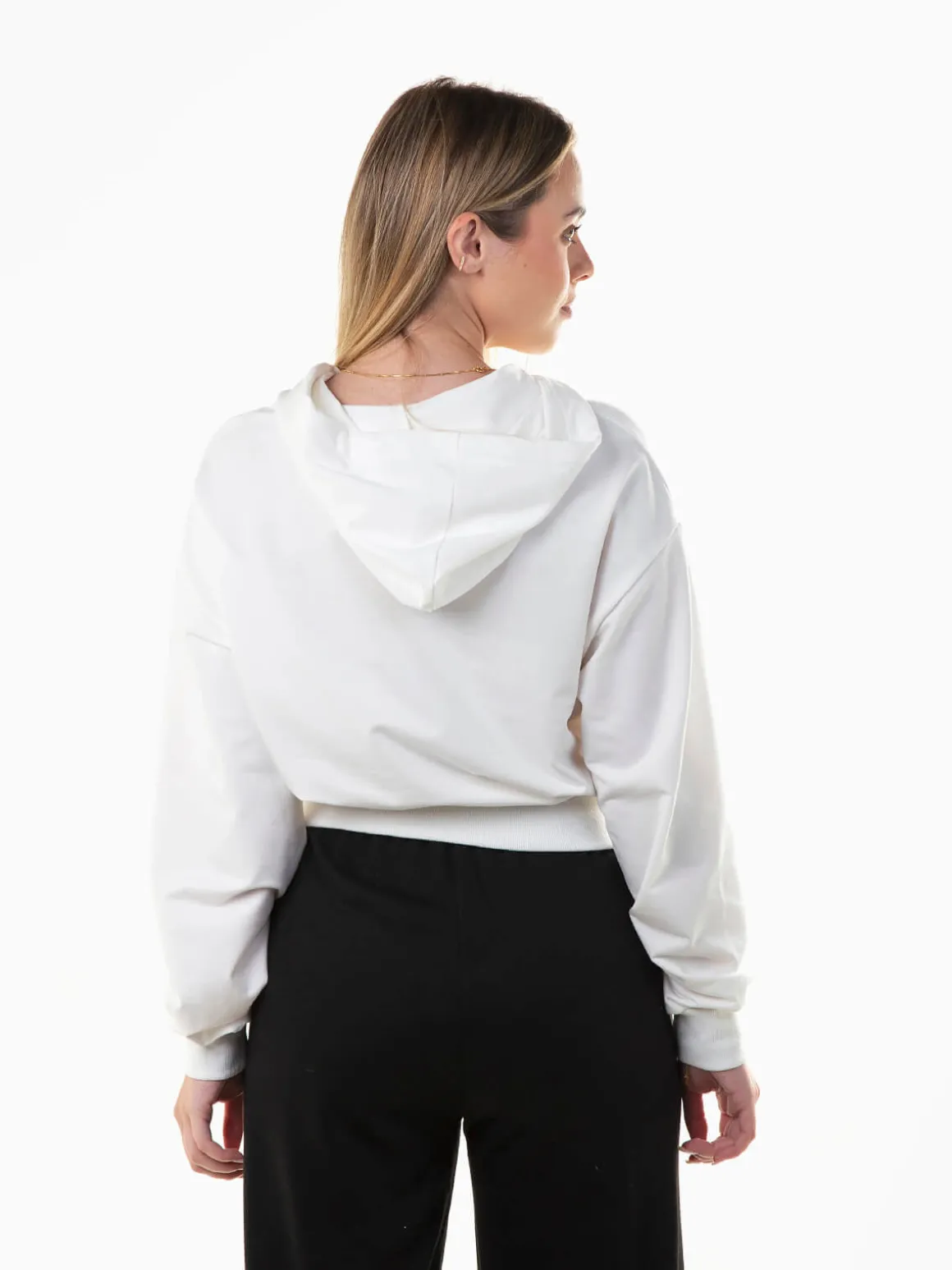 Sweatshirt capuz curta com estampado