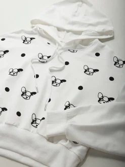 Sweatshirt capuz curta com estampado