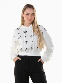 Sweatshirt capuz curta com estampado