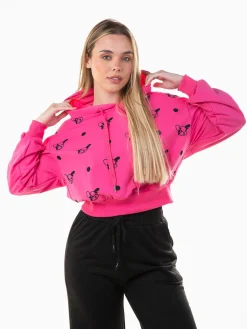 Sweatshirt capuz curta com estampado