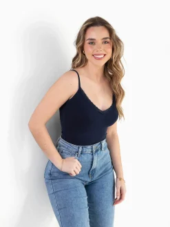 Top básico algodão com renda