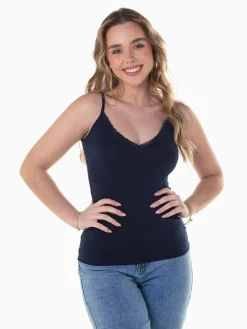 Top básico algodão com renda