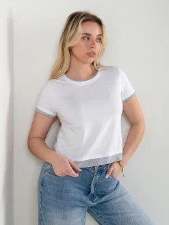 T-shirt bicolor manga curta