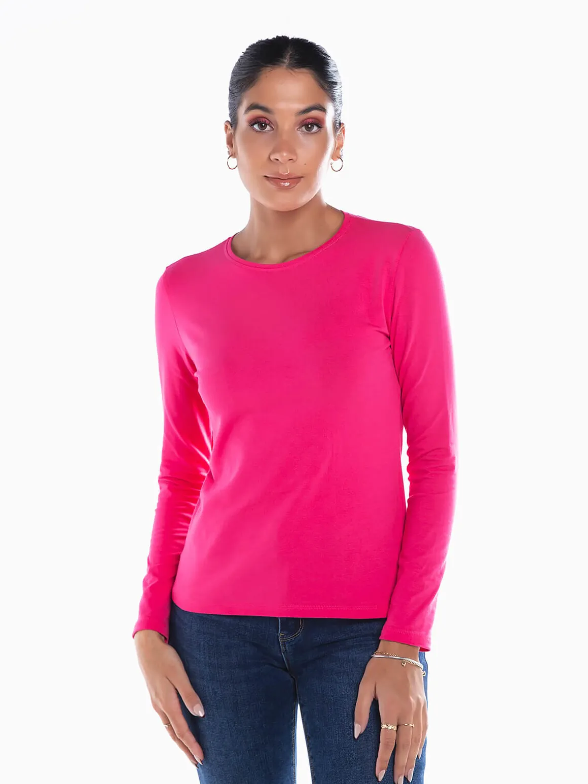 T-shirt básica manga comprida cardada