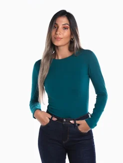 T-shirt básica manga comprida cardada