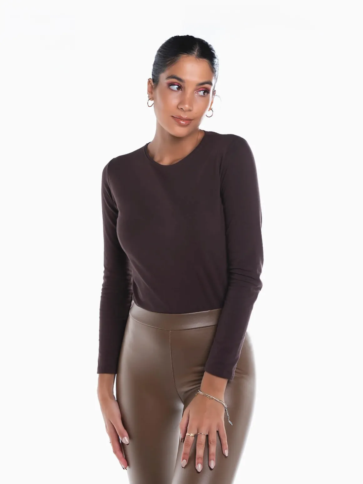 T-shirt básica manga comprida cardada