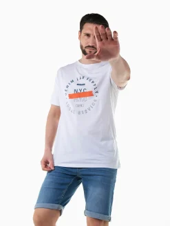 T-shirt círculo estampado manga curta