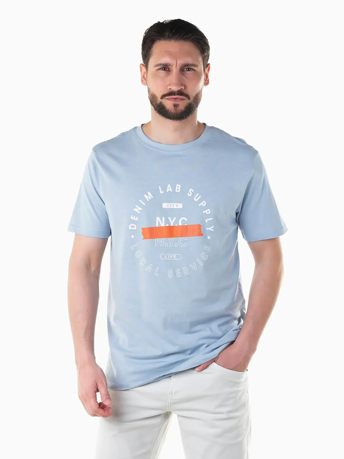 T-shirt círculo estampado manga curta