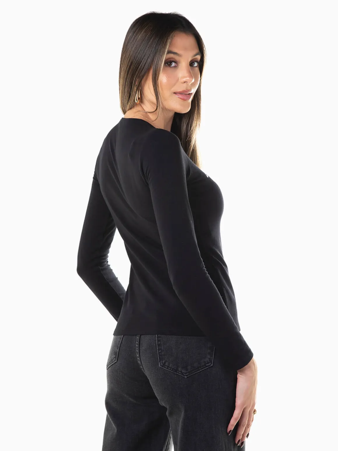 T-shirt manga comprida com mensagem