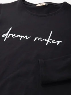 T-shirt manga comprida com mensagem