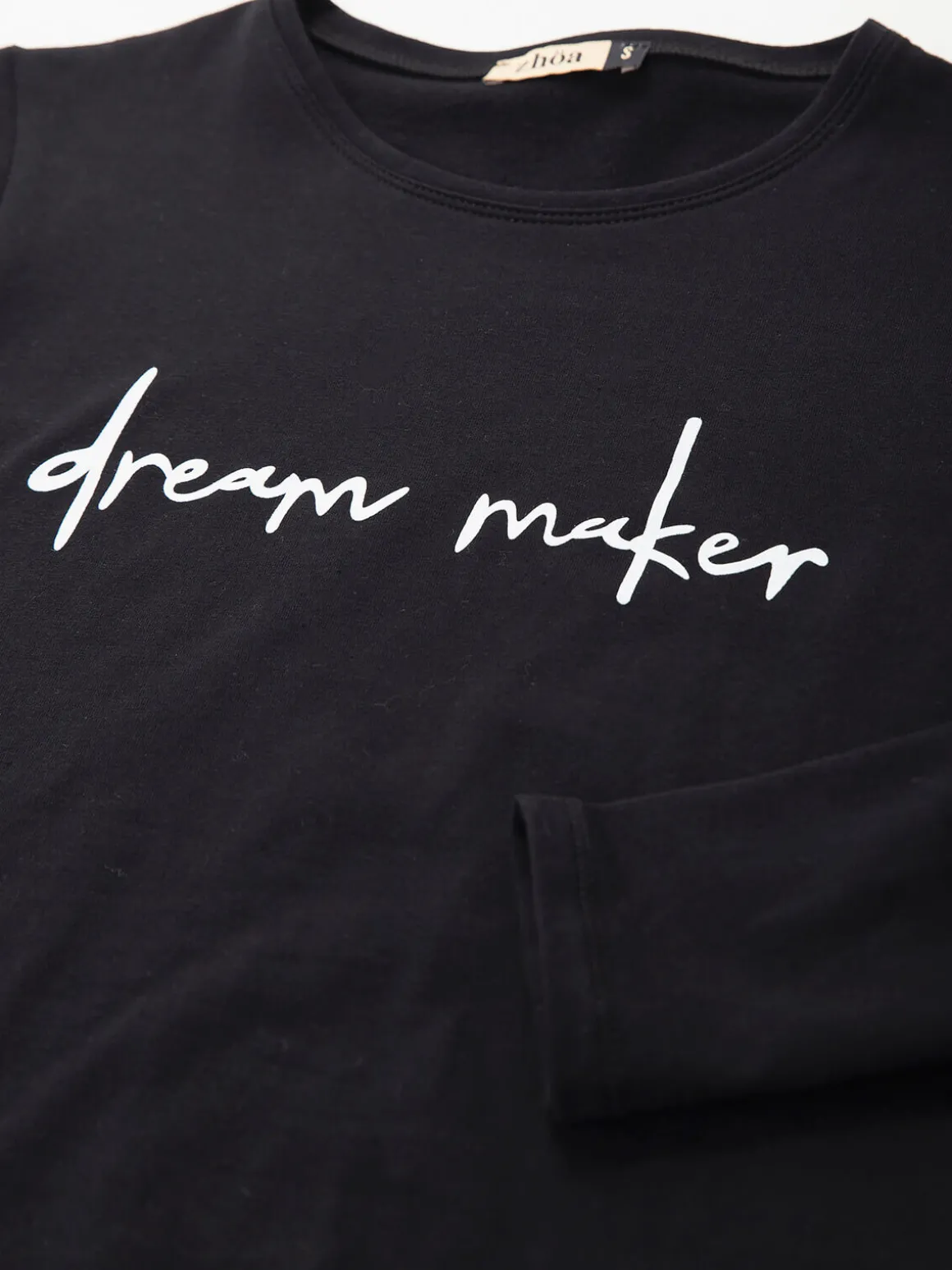 T-shirt manga comprida com mensagem