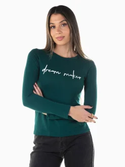 T-shirt manga comprida com mensagem