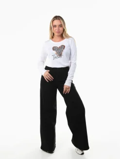 T-shirt manga comprida com coração