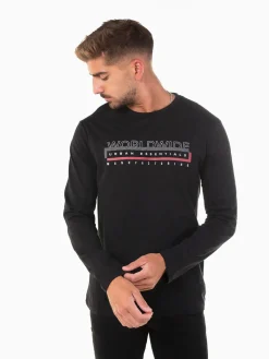 T-shirt manga comprida lettering discreto