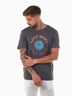 T-shirt manga curta cinza escura