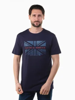 T-shirt manga curta com bandeira