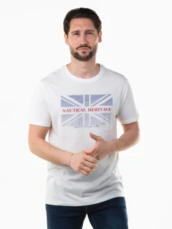 T-shirt manga curta com bandeira