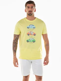 T-shirt manga curta com carros