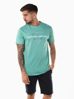 T-shirt manga curta com mapa