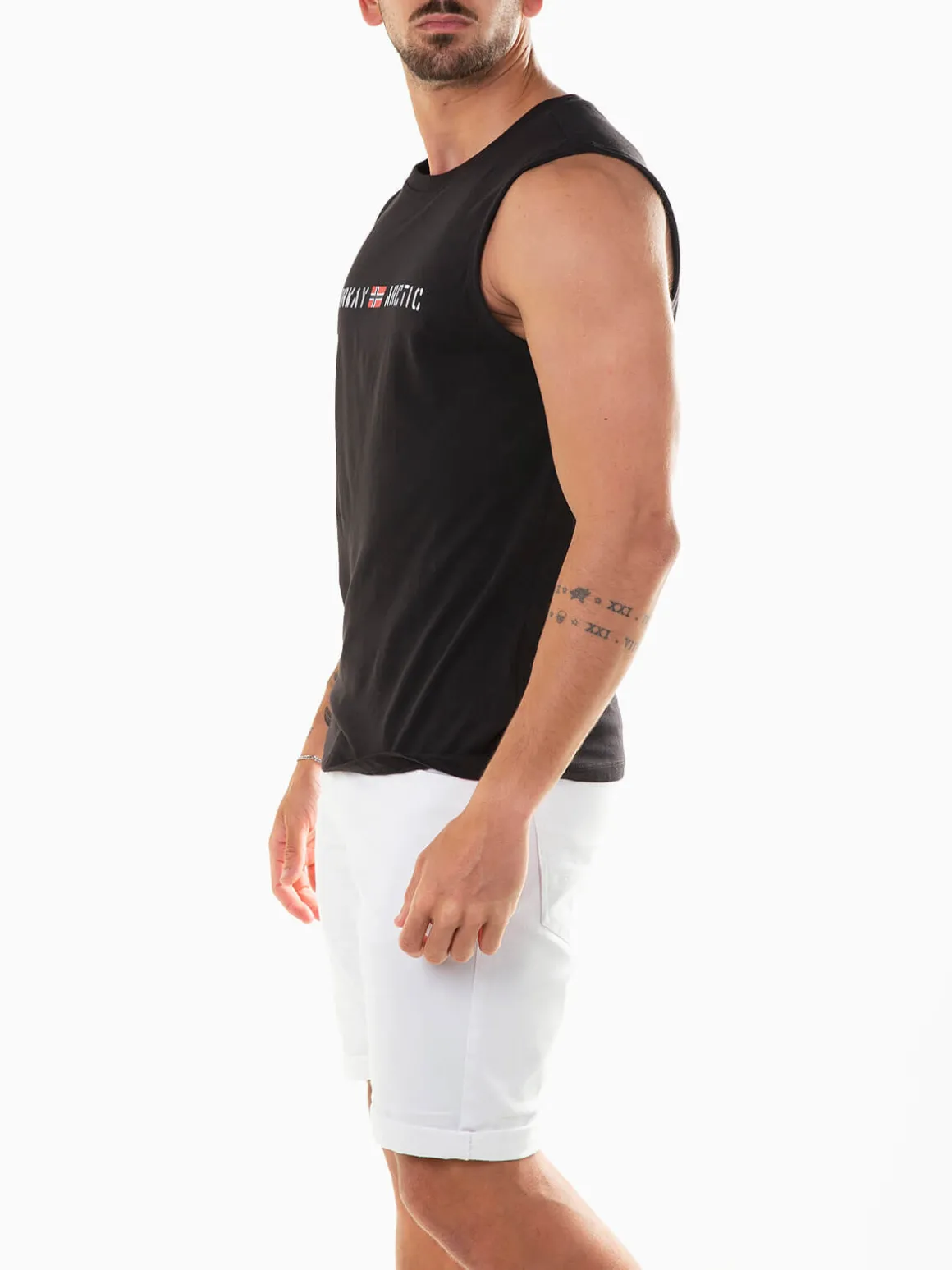 T-shirt preta sem mangas