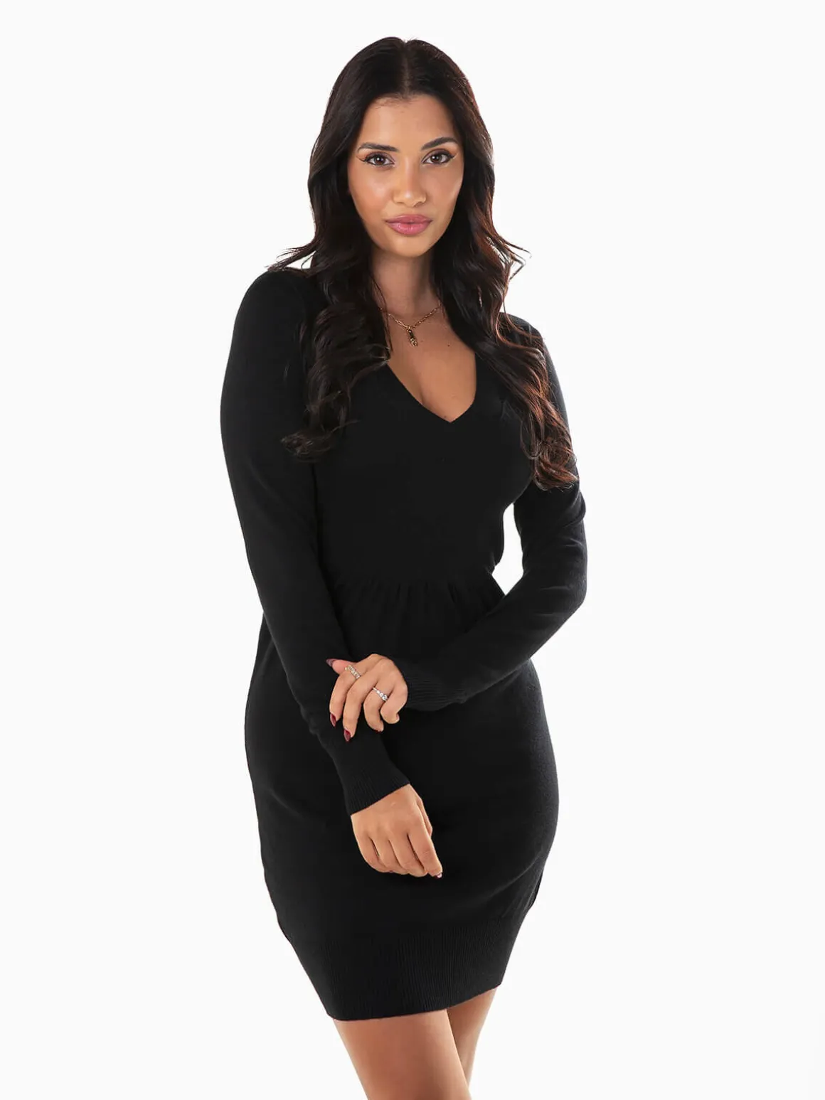 Vestido curto malha em V