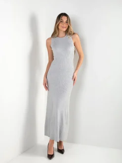 Vestido malha comprido decote halter